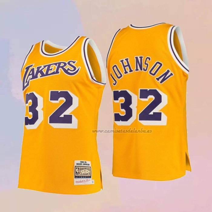 Camiseta Nino Los Angeles Lakers Magic Johnson NO 32 Mitchell & Ness 1984-85 Amarillo